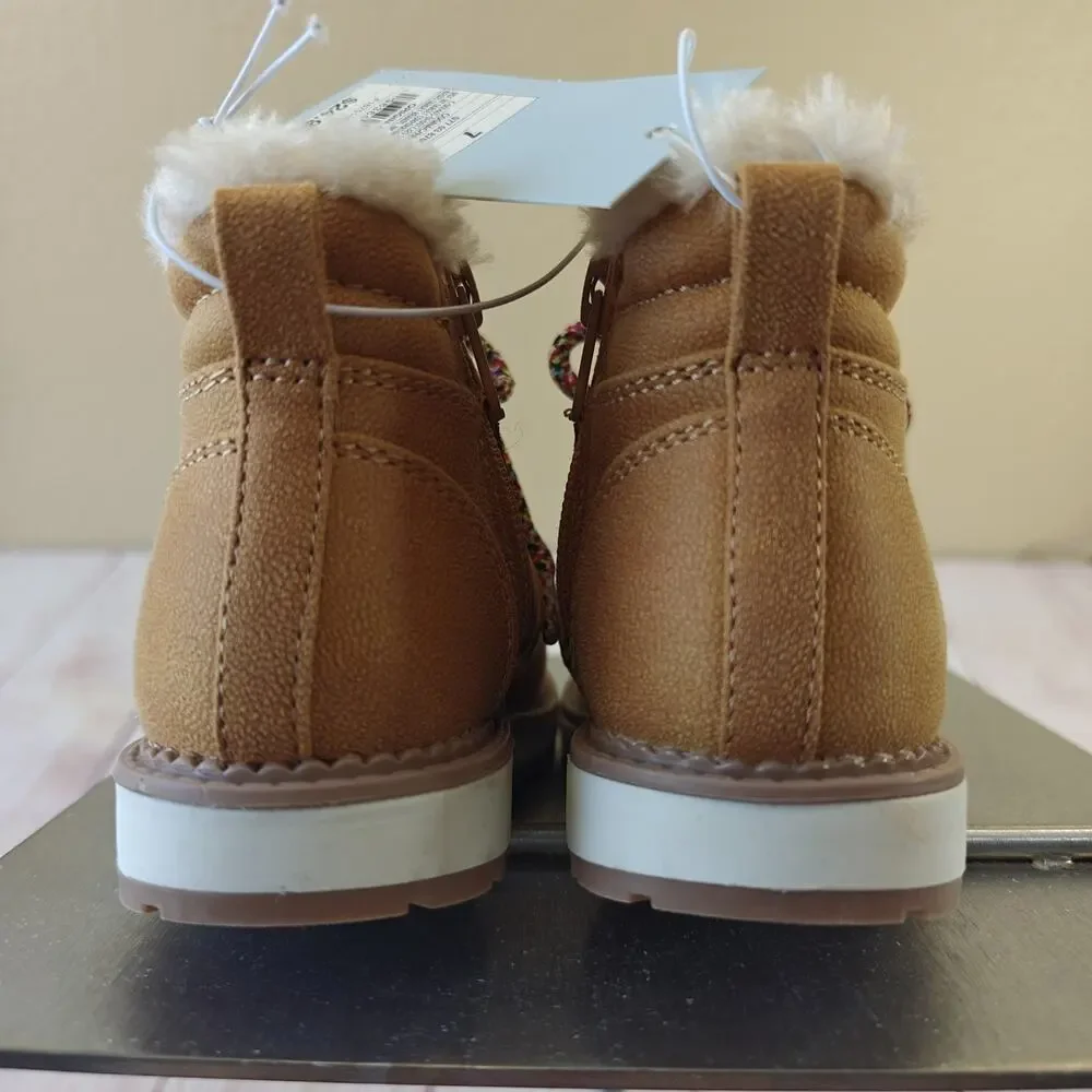 Cat & Jack Toddlers' Reed Zipper Slip-On Combat Boots Cognac sz 7 NWT